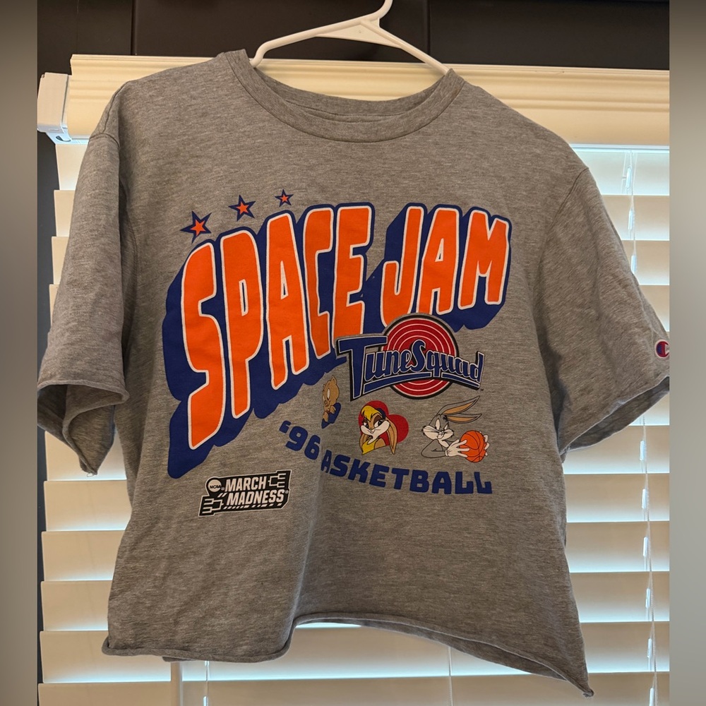 Champion Grey Space Jam Tune Squad Graphic Tee with Orange & Blue Logo